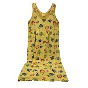 MAZE‎ Vintage Women's Dress size Medium Yellow Floral Cotton Sleeveless midi